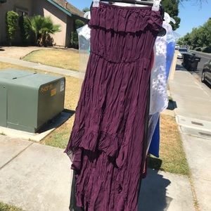 Purple strapless dress